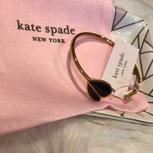 New! Kate Spade enamel heart flex cuff, black/gold
